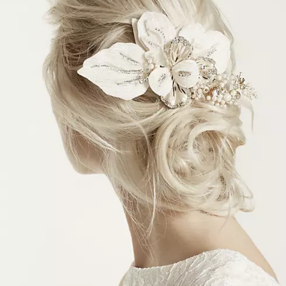 floral headpiece with pearls and crystals